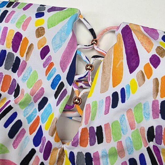 Bar III Kaleidoscope One Piece Halter Strapless Swimsuit NEW - M - Picture 4 of 10